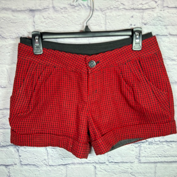 Zara Pants - ZARA red & black wool blend Gingham Shorts women’s size‎ 28